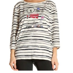 Talbots striped London graphics striped crew neck tee shirt 3/4 sleeves 2X plus
